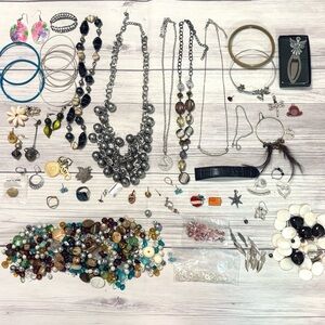 Upcycle Craft Jewelry Lot For Repair Beads Necklaces Bracelets Earrings Rings